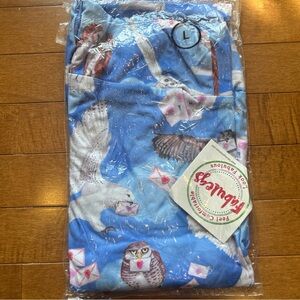 feathers Blue Owl Pattern Leggings